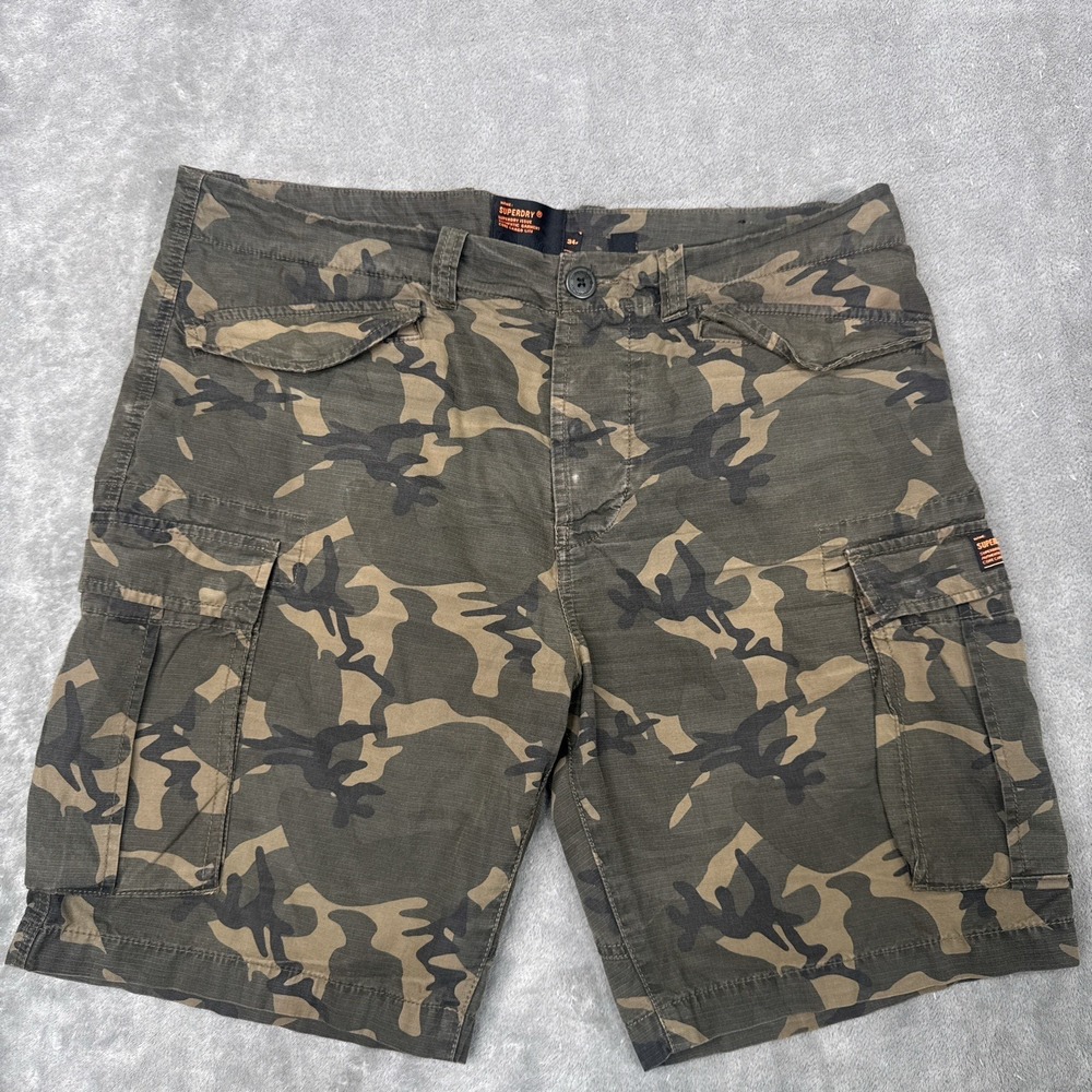 Superdry Shorts Mens 34 Green Camouflage Utility Military Field Paratrooper Camo